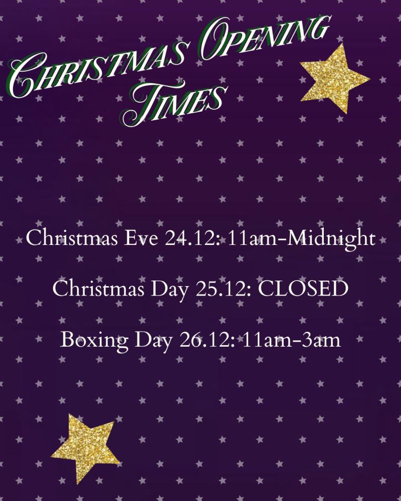 Christmas Opening Times at mascara bar